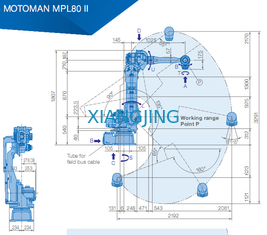 औद्योगिक रोबोट बांह YASKAWA MPL80 II 80kg पेलोड 2061mm आर्म रोबोट लेने और रखने के लिए