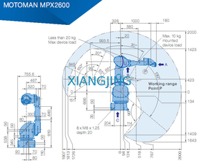 पेंटिंग के लिए YASKAWA MPX2600 औद्योगिक रोबोट आर्म 15 किग्रा पेलोड 2000 मिमी आर्म रोबोट