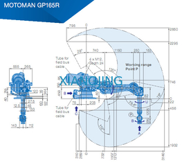 YASKAWA GP165R प्रयुक्त रोबोट आर्म 165kg पेलोड 3143mm आर्म रोबोट